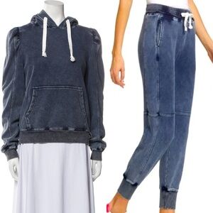 GENERATION LOVE Karlie Denim Sweatshirt Hoodie & Sweatpants In Dark Denim Wash